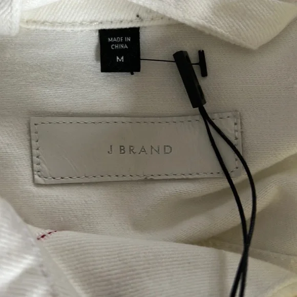 NWT J Brand Men's White Noah Distressed Denim Jacket In Jortis Size M JB002073